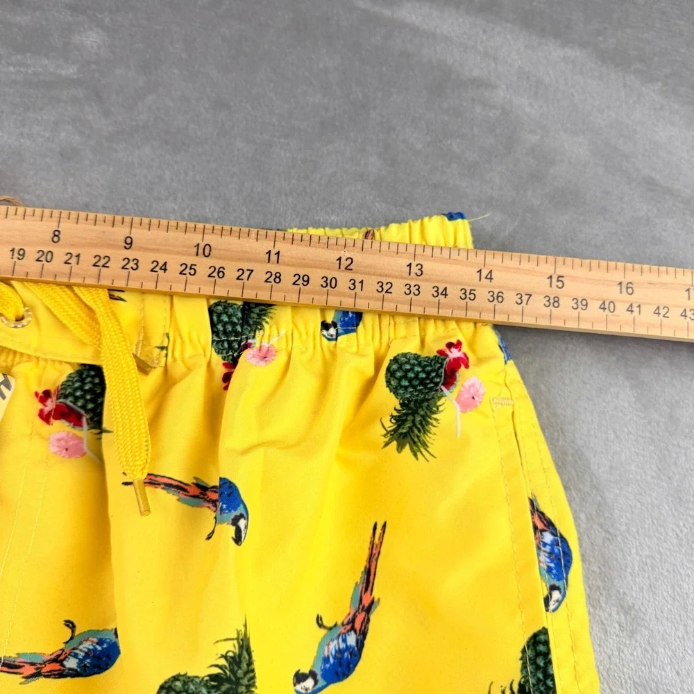 The‎ Image Men's Large Yellow Tropical Parrot Pineapple Swim Trunks Cargo Shorts